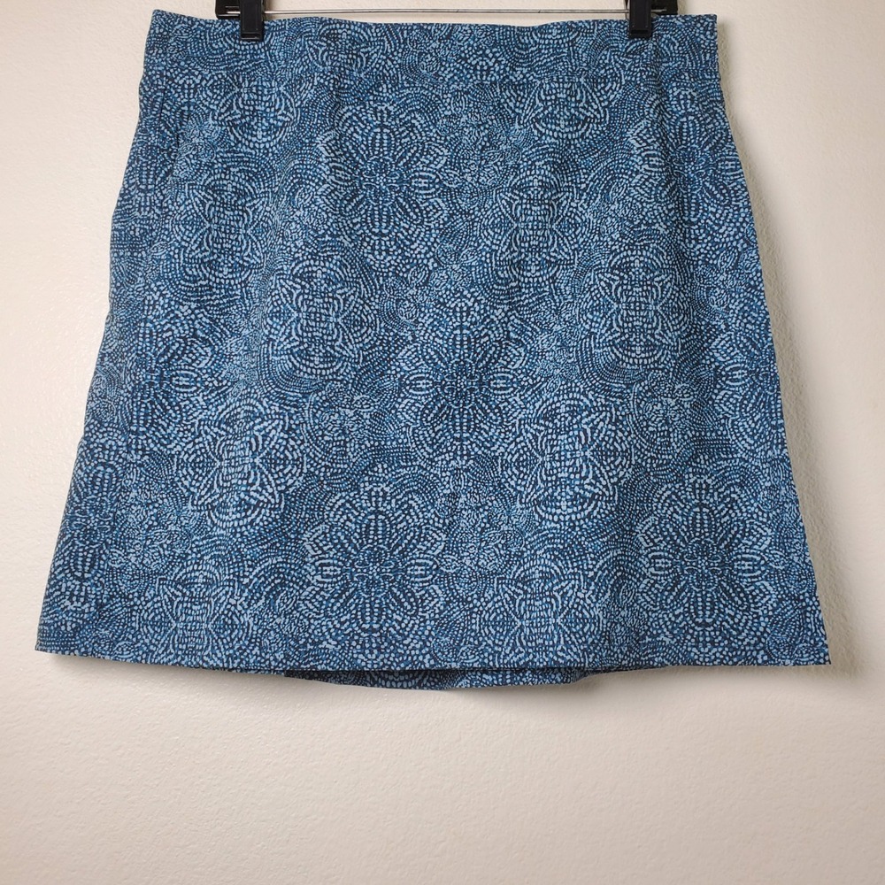 RipSkirt Hawaii Blue Batik Geometric Mosaic Wrap Skirt Quick Dry Travel Sz Large - Picture 10 of 10